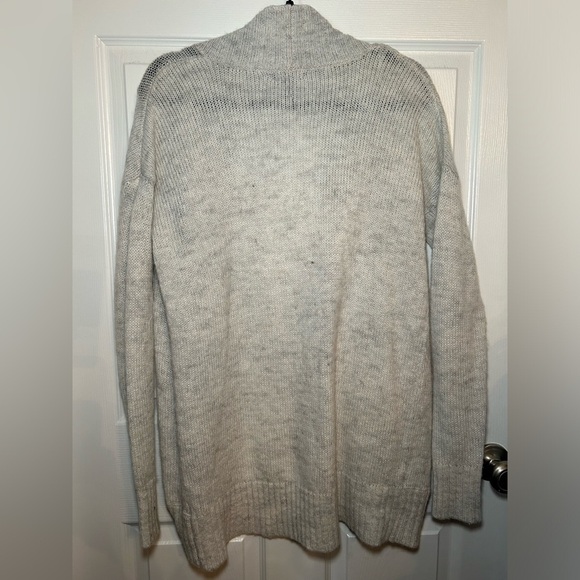 GAP Open Front Chunky Knit Cardigan- White/Grey Size Medium - Picture 2 of 3
